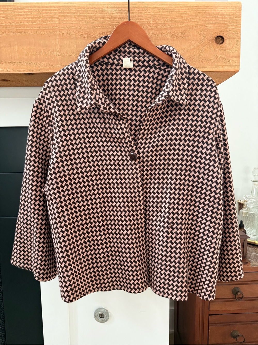 Vintage 90s Ribbons and Spice Houndstooth Knit Top Plus Size 2XL